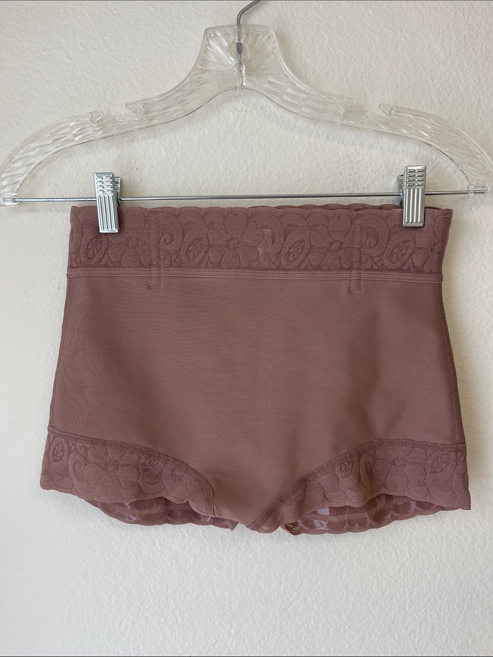Women's High-Waist Lace Trim Shorts — Mauve Pink